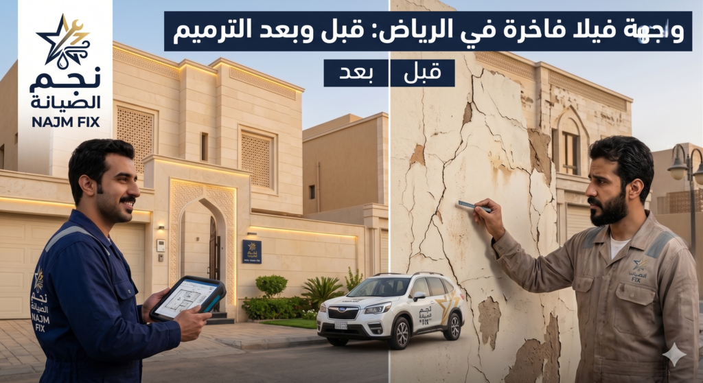 شركة ترميم فلل ومنازل بالرياض نجم الصيانة - فريق هندسي متخصص بالفحص والترميم