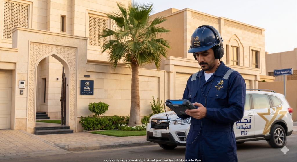 شركة كشف تسربات المياه بالقصيم نجم الصيانة - فريق متخصص ببريدة وعنيزة والرس