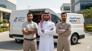 أسطول وفريق نجم الصيانة الجاهز لتقديم خدمة كشف تسربات المياه بالرياض وإصدار تقرير معتمد لتخفيض فاتورة شركة المياه الوطنية