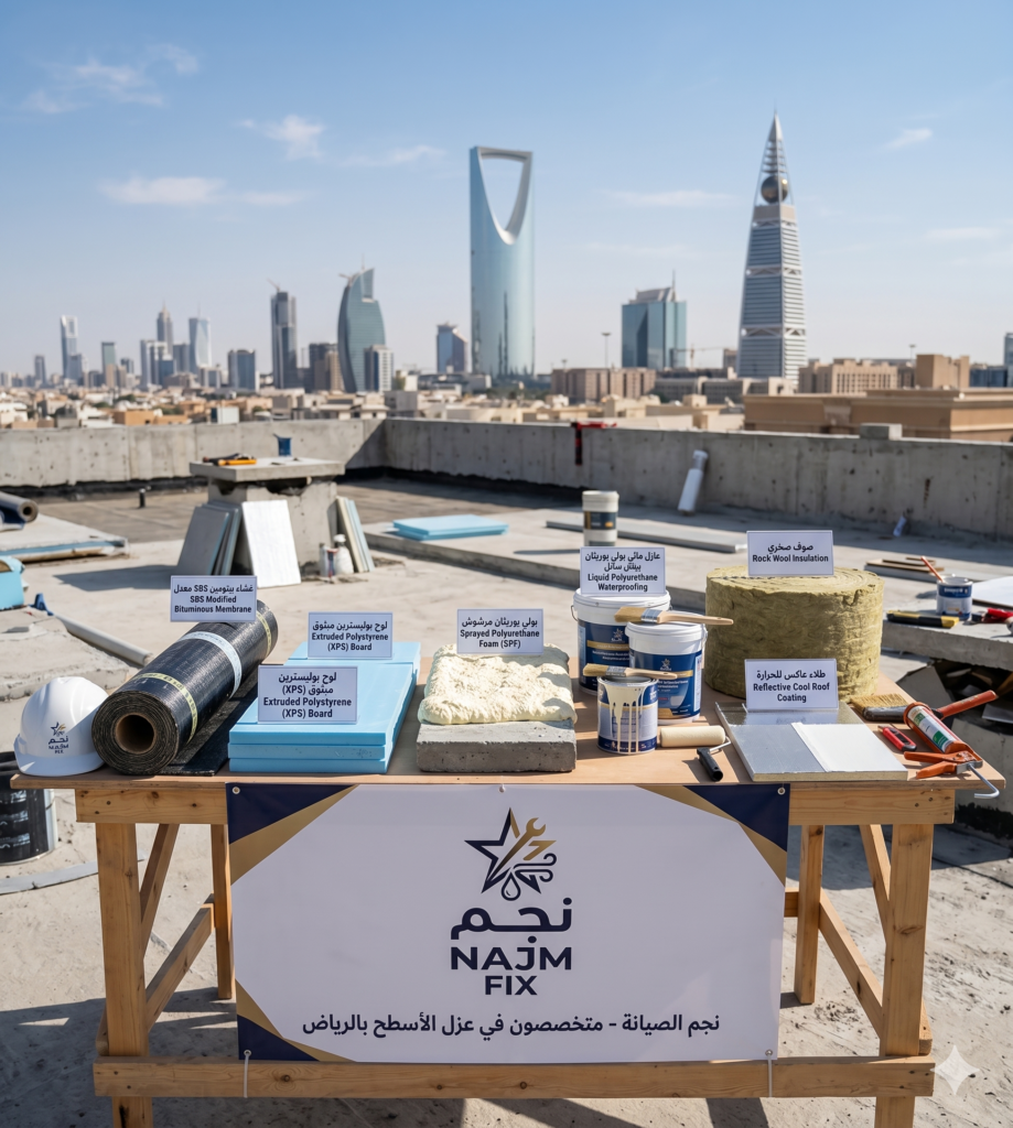 أنواع مواد عزل الأسطح في الرياضعينات مواد العزل المائي والحراري المستخدمة في مشاريع نجم الصيانة بالرياض